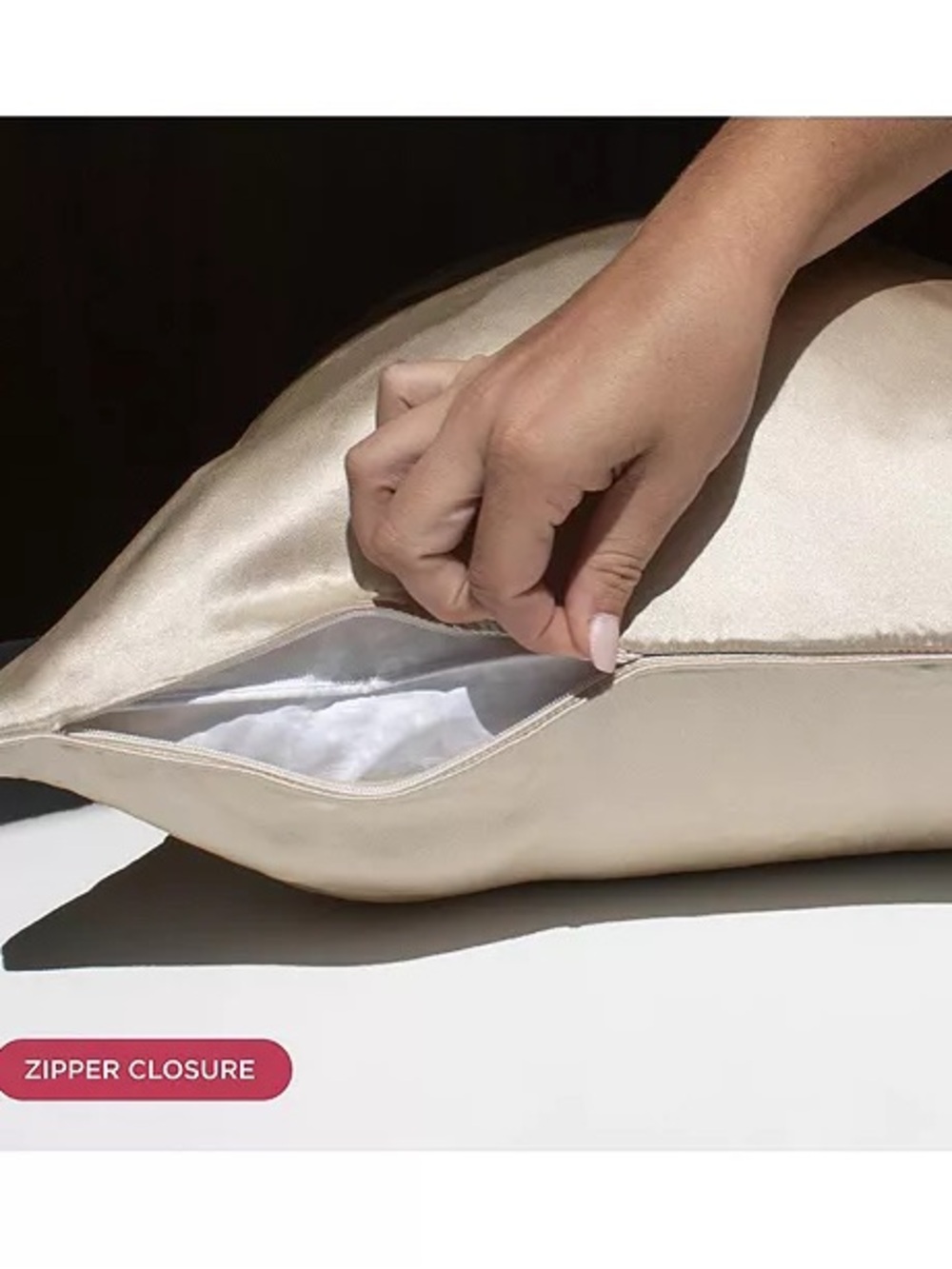 NIB 100% mulberry silk pillowcase with zip, Discover Night, champagne, real silk - Picture 3 of 14